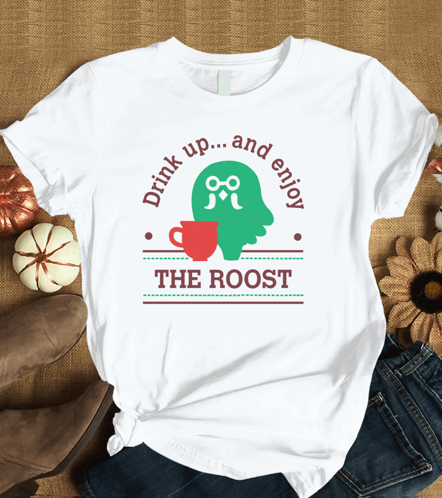 Drink Up And Enjoy The Roost Acpocketnews Owl With Coffee Cup T-Shirt