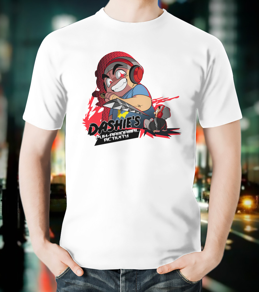 Dashiexp Merch Dashie's Puh-Ranormal Activity Red Headphones Cartoon Character T-Shirt