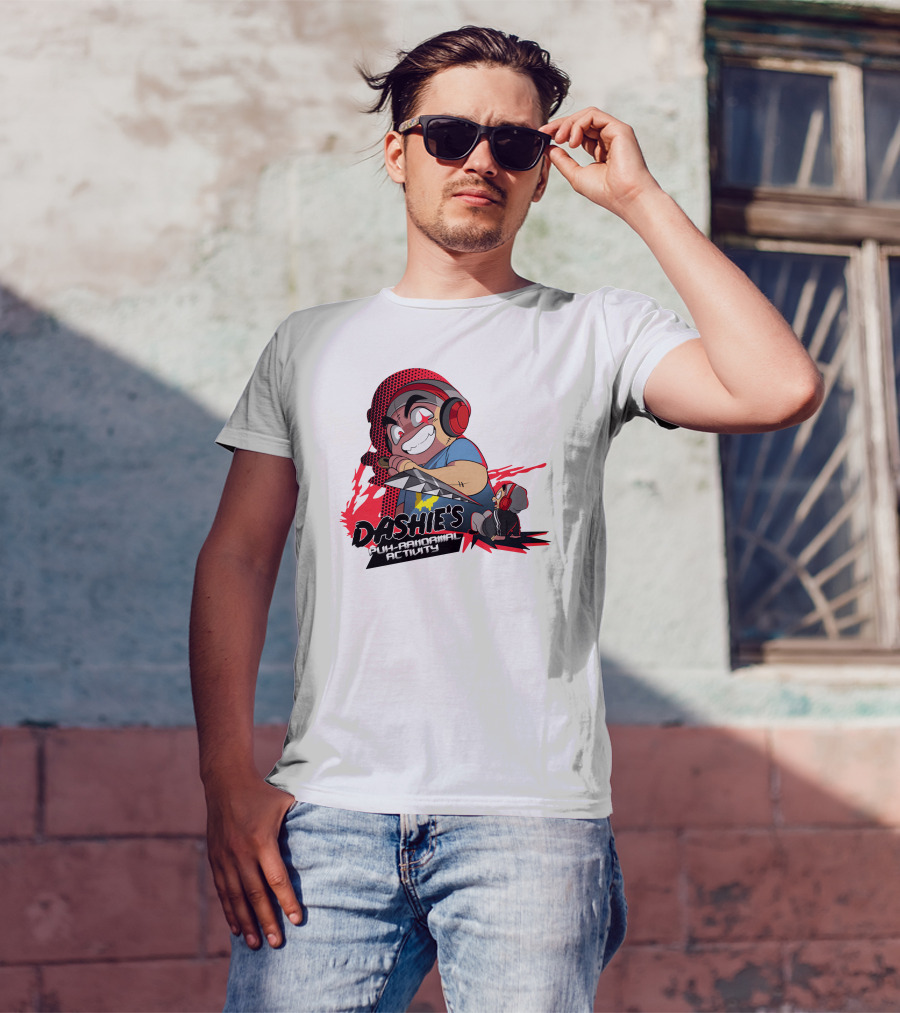 Dashiexp Merch Dashie's Puh-Ranormal Activity Red Headphones Cartoon Character T-Shirt