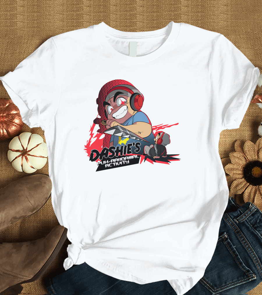Dashiexp Merch Dashie's Puh-Ranormal Activity Red Headphones Cartoon Character T-Shirt