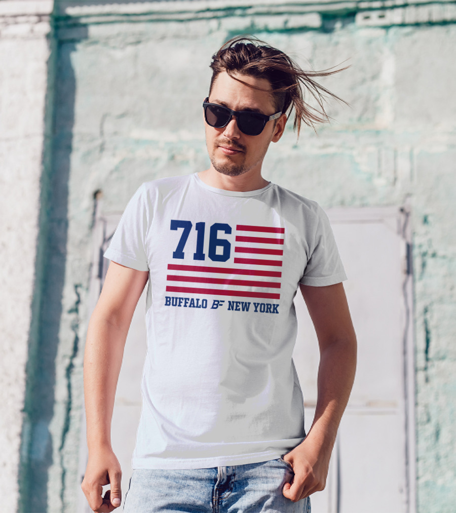 716 Buffalo New York USA Flag T-Shirt