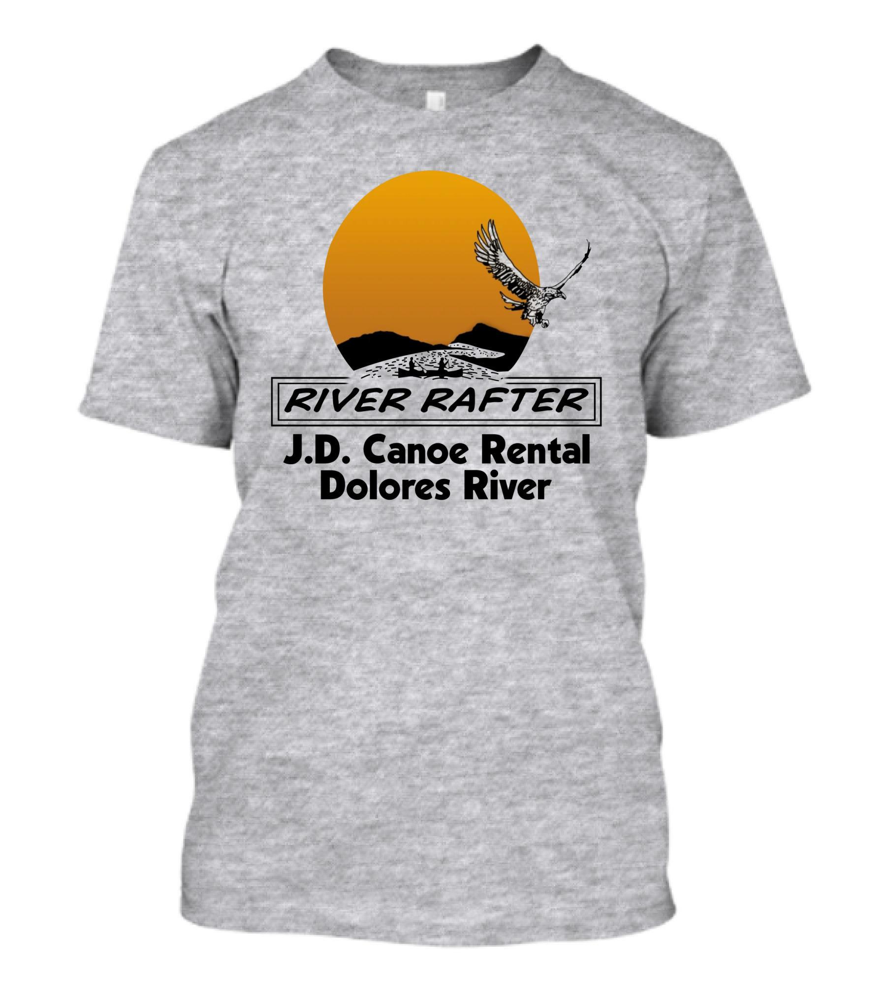 River Rafter J.D. Canoe Rental Dolores River Eagle Sunset T-Shirt