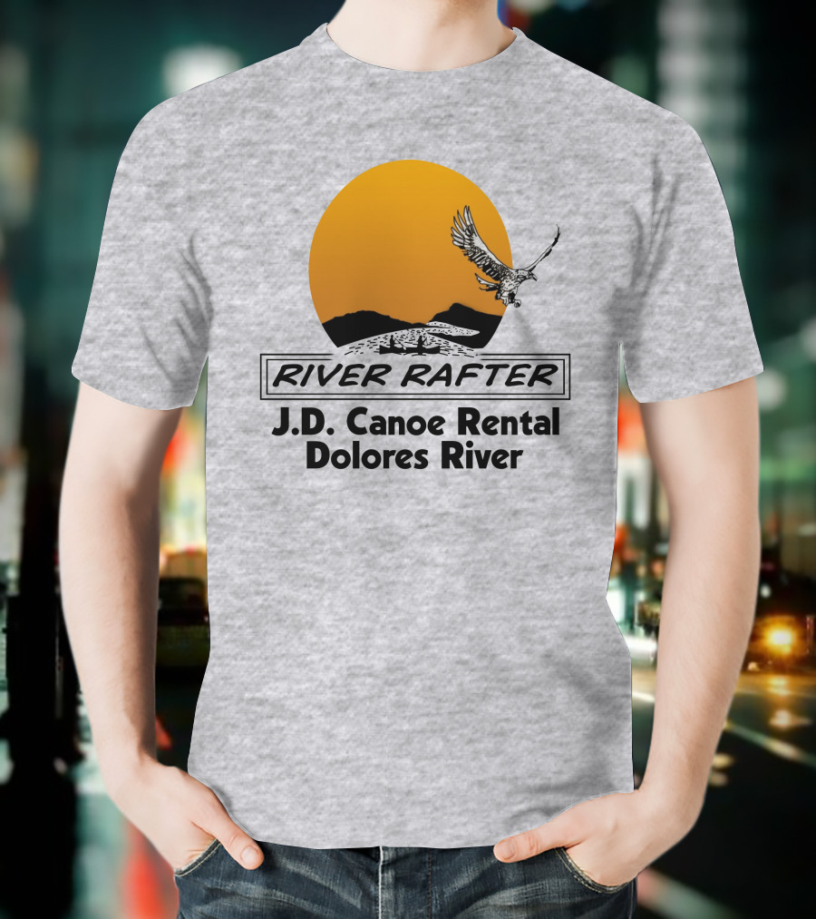 River Rafter J.D. Canoe Rental Dolores River Eagle Sunset T-Shirt