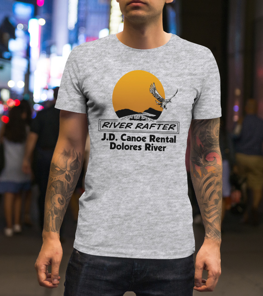 River Rafter J.D. Canoe Rental Dolores River Eagle Sunset T-Shirt