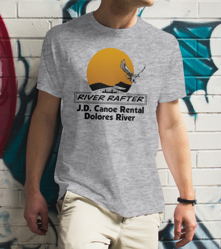 River Rafter J.D. Canoe Rental Dolores River Eagle Sunset T-Shirt