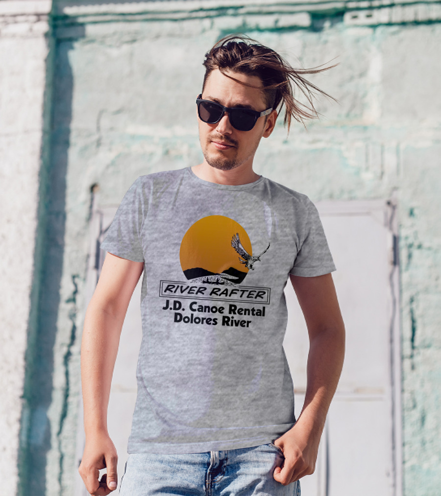 River Rafter J.D. Canoe Rental Dolores River Eagle Sunset T-Shirt