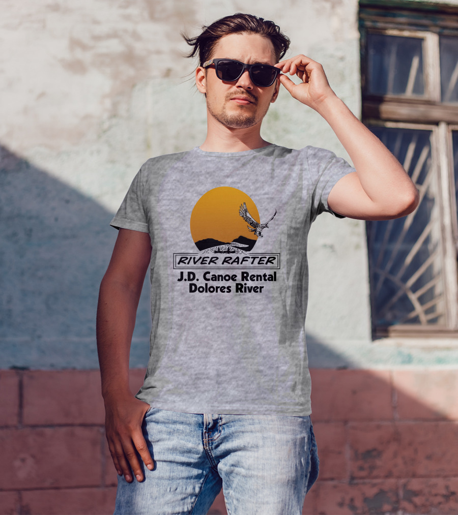 River Rafter J.D. Canoe Rental Dolores River Eagle Sunset T-Shirt