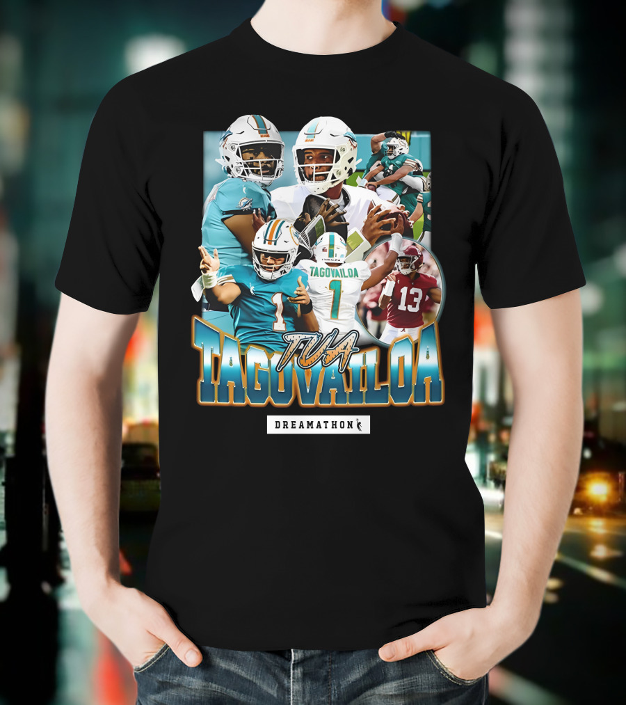 Tua Tagovailoa Dreamathon Quarterback Highlights NFL Football Action T-Shirt