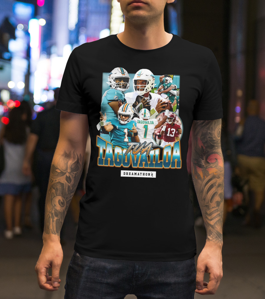 Tua Tagovailoa Dreamathon Quarterback Highlights NFL Football Action T-Shirt