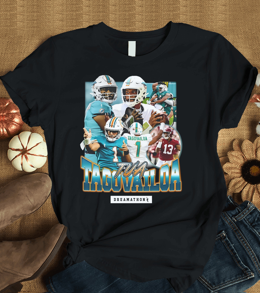 Tua Tagovailoa Dreamathon Quarterback Highlights NFL Football Action T-Shirt