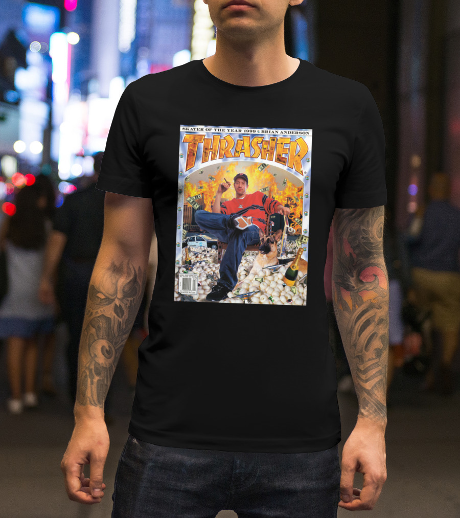 Thrasher Skater Of The Year 1999 Brian Anderson Cover With Money Explosion Scene T-Shirt