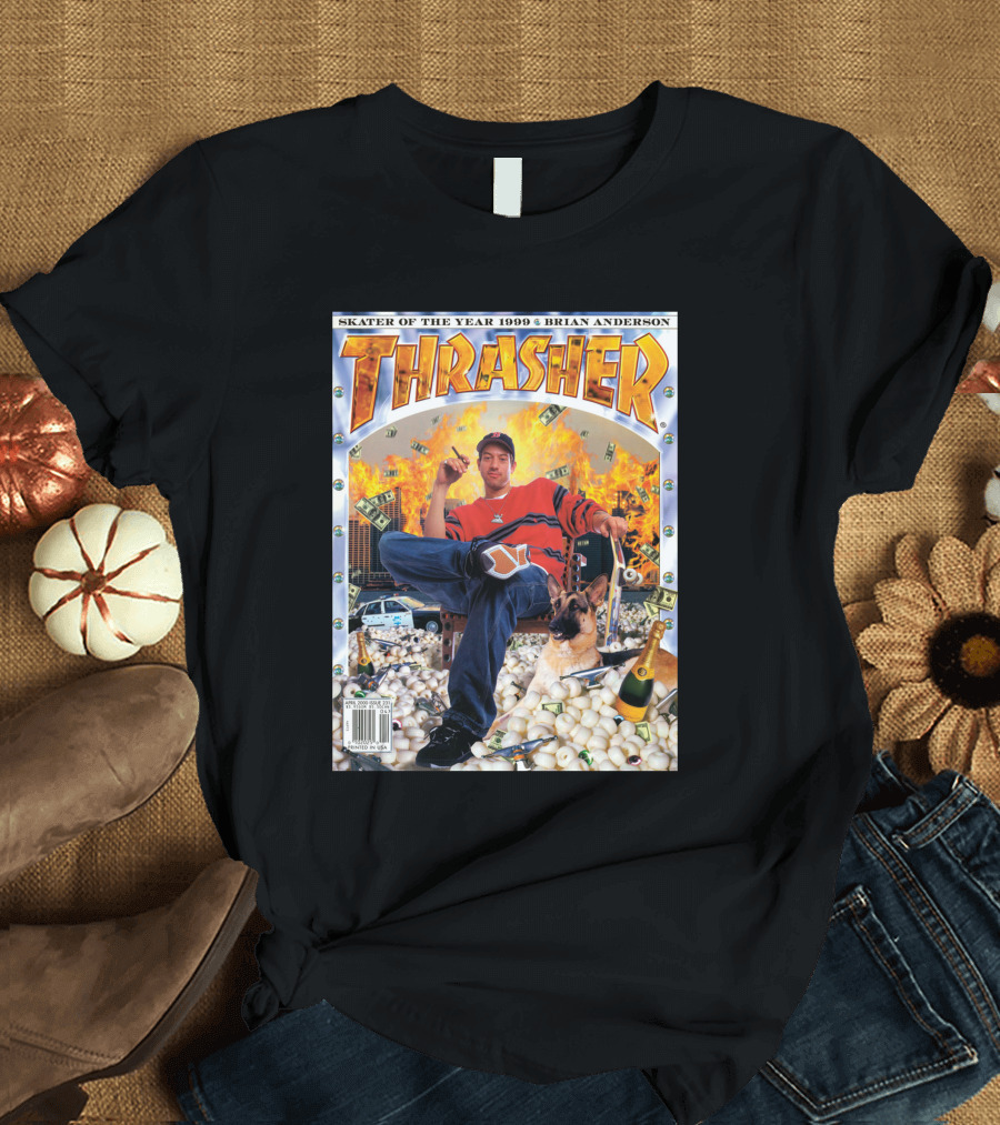 Thrasher Skater Of The Year 1999 Brian Anderson Cover With Money Explosion Scene T-Shirt