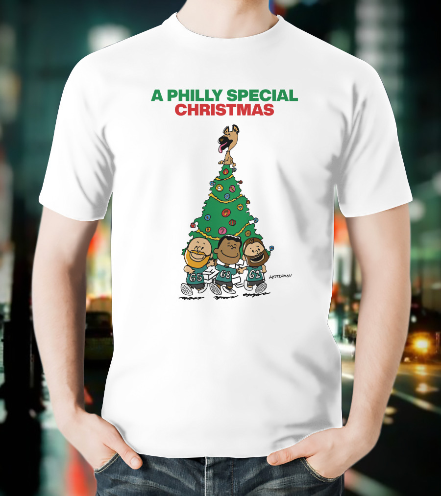 A Philly Special Christmas Festive Tree And Football Trio T-Shirt