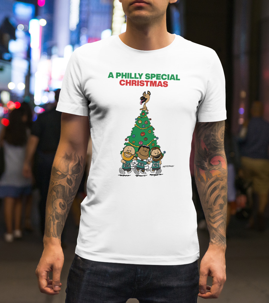 A Philly Special Christmas Festive Tree And Football Trio T-Shirt