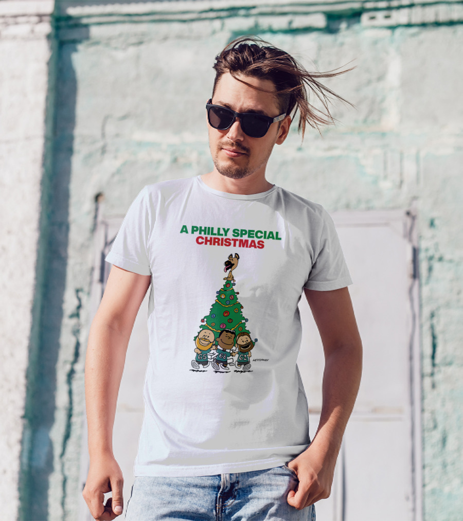 A Philly Special Christmas Festive Tree And Football Trio T-Shirt