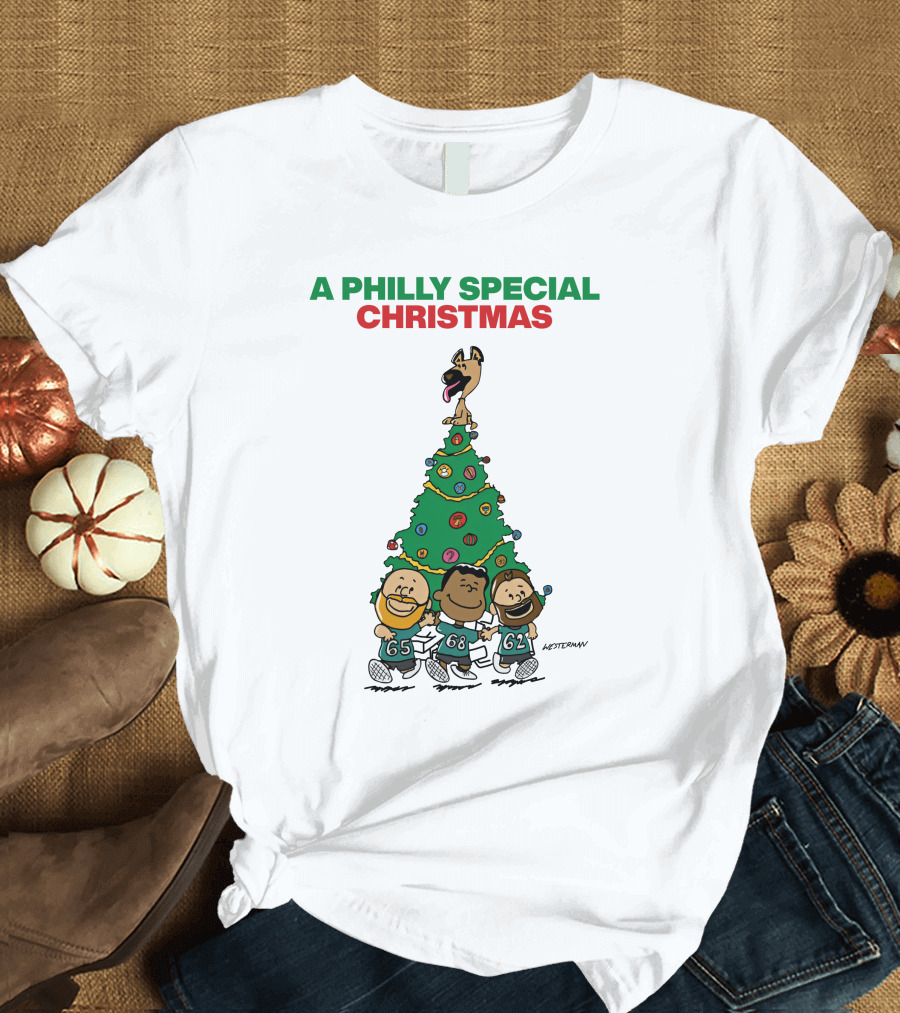 A Philly Special Christmas Festive Tree And Football Trio T-Shirt