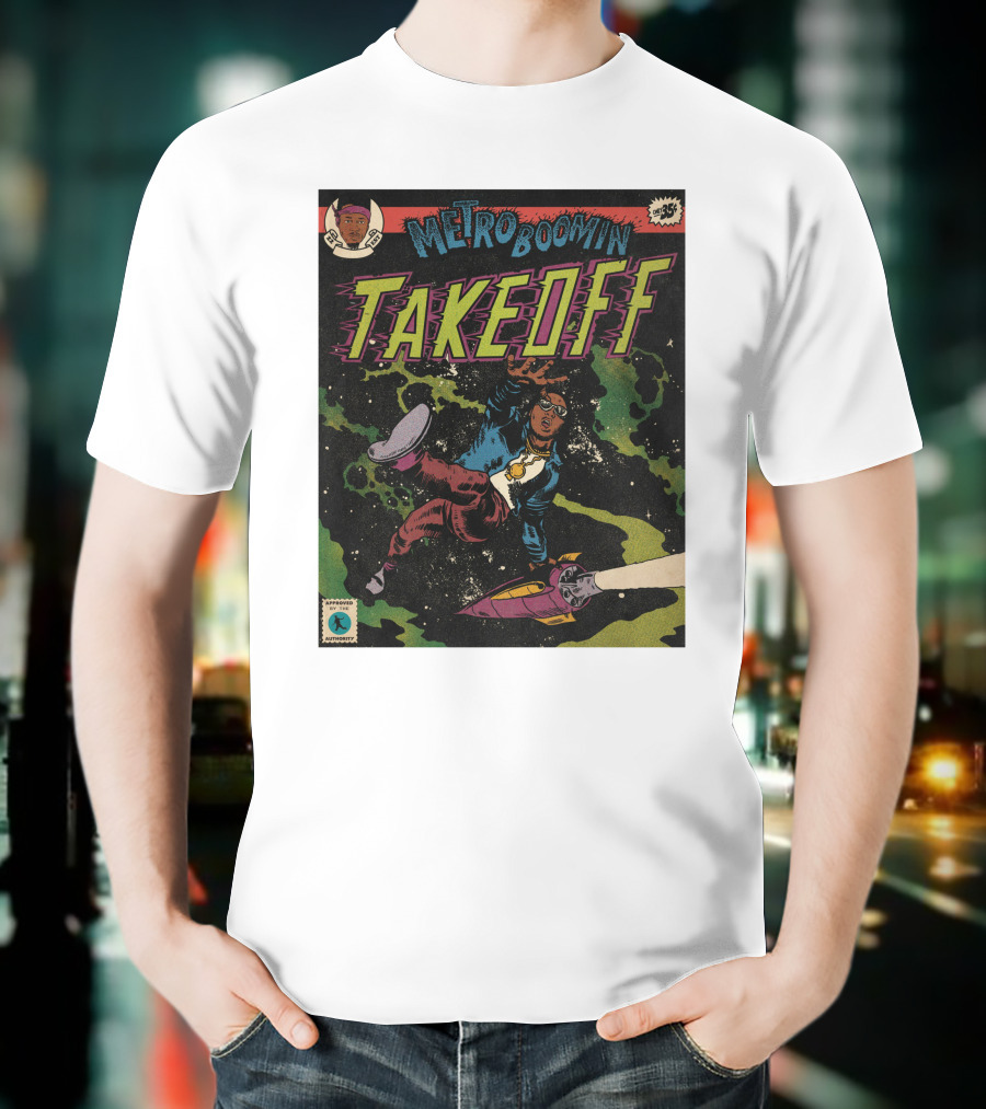Metro Boomin Takeoff Comic Style Space Adventure T-Shirt