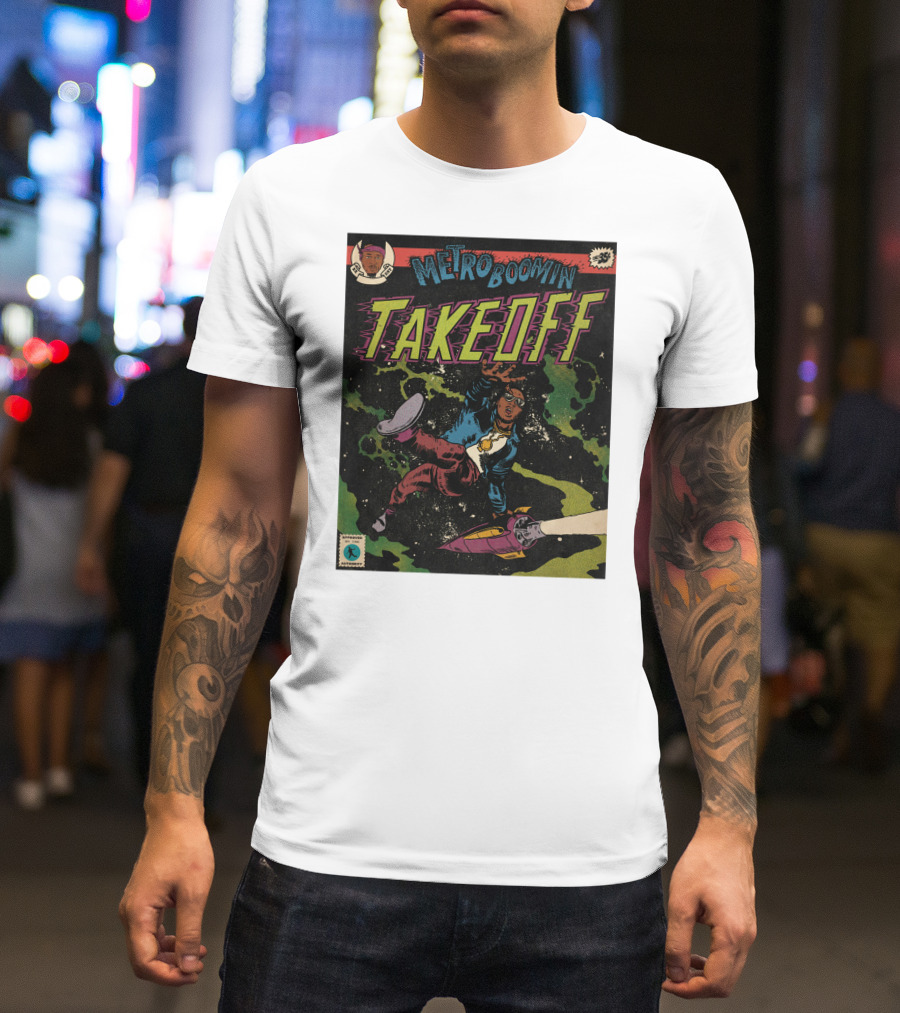 Metro Boomin Takeoff Comic Style Space Adventure T-Shirt
