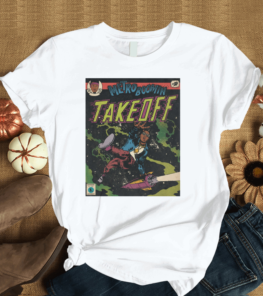 Metro Boomin Takeoff Comic Style Space Adventure T-Shirt