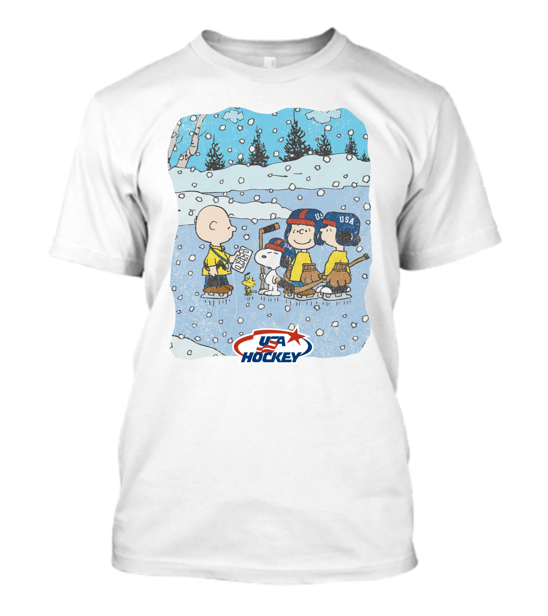 Nola Foxhky Streaker Sports X Peanuts USA Hockey Charlie Brown And Friends Ice Skating T-Shirt