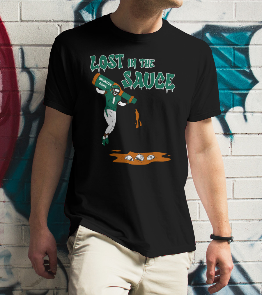 Lost In The Sauce Iamsaucegardner With Unlimited Sauce Football Player T-Shirt