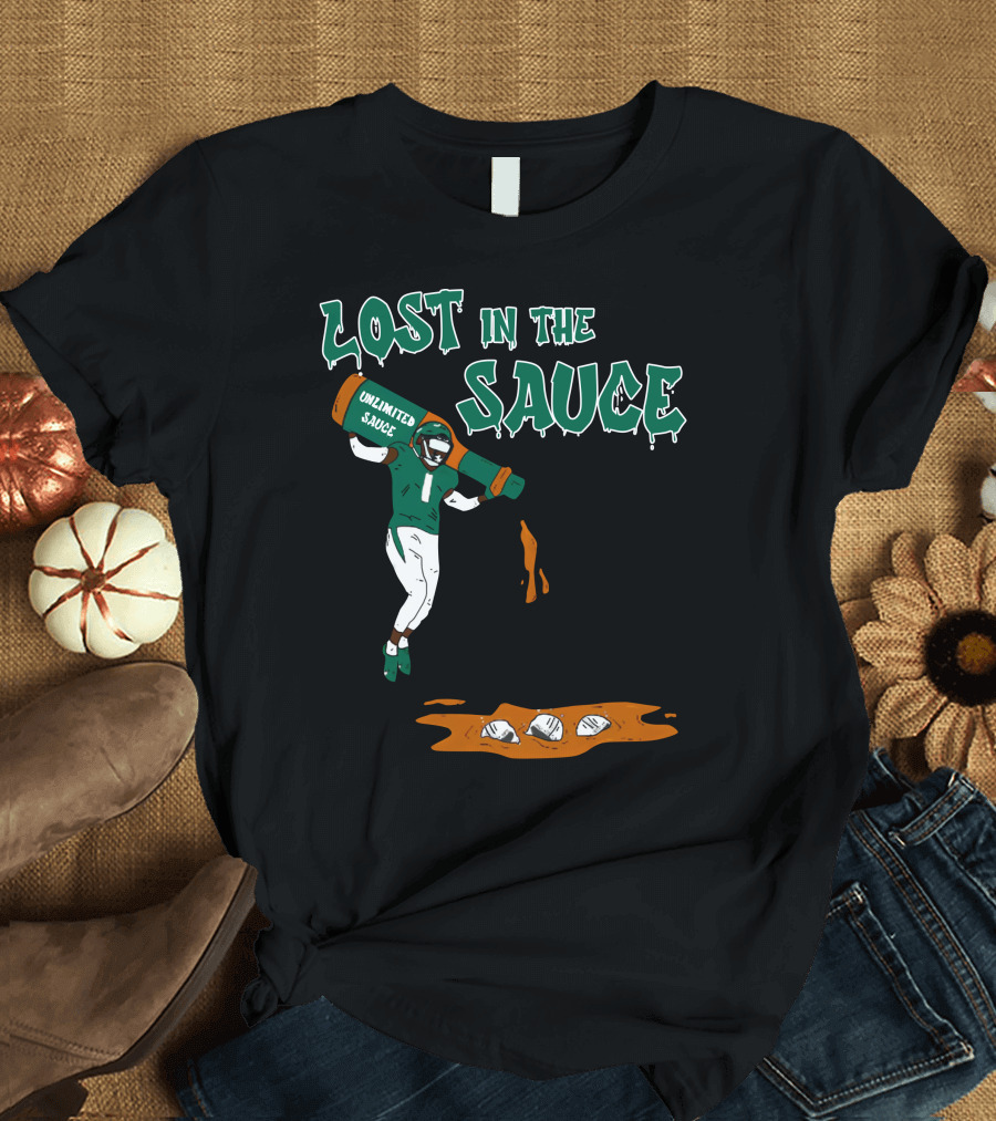 Lost In The Sauce Iamsaucegardner With Unlimited Sauce Football Player T-Shirt