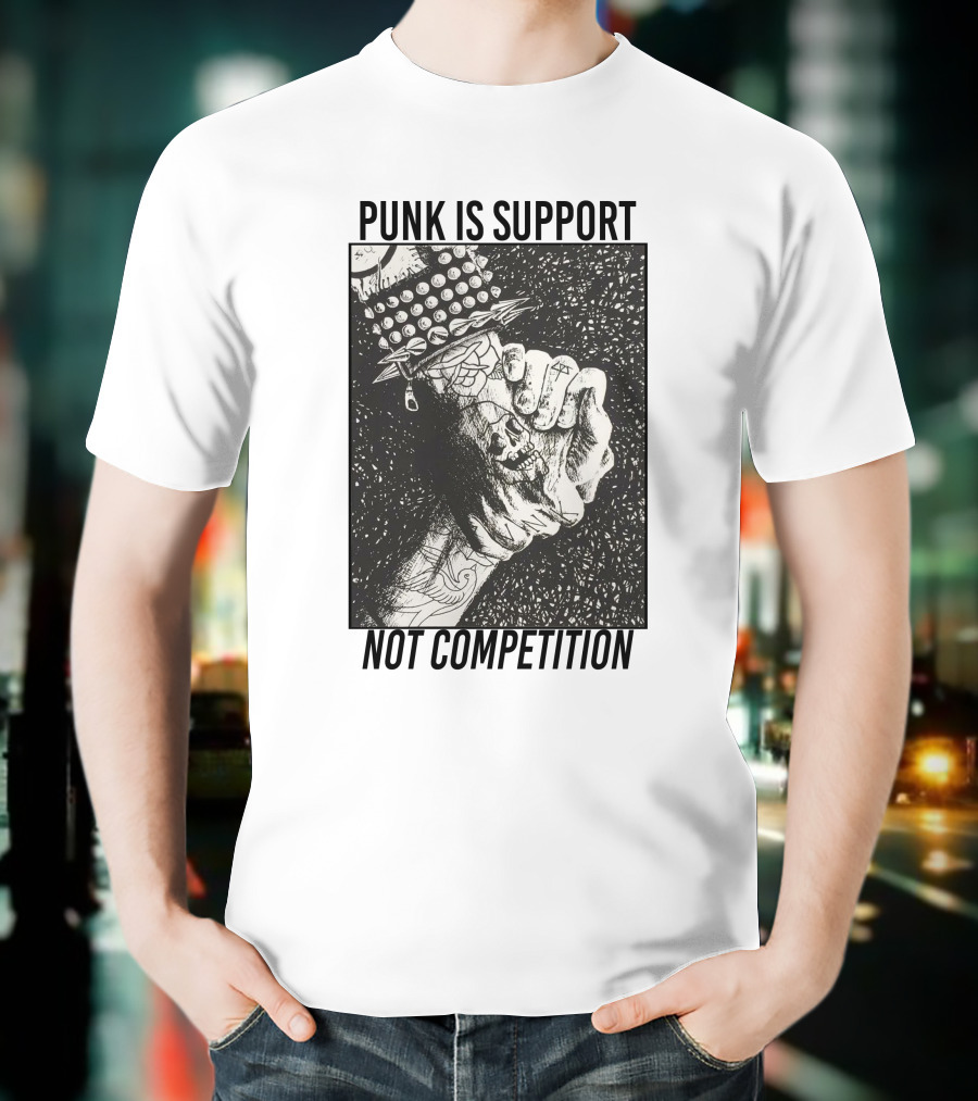 Punk Is Support Not Competition No Gods No Masters Spiked Leather Unity T-Shirt