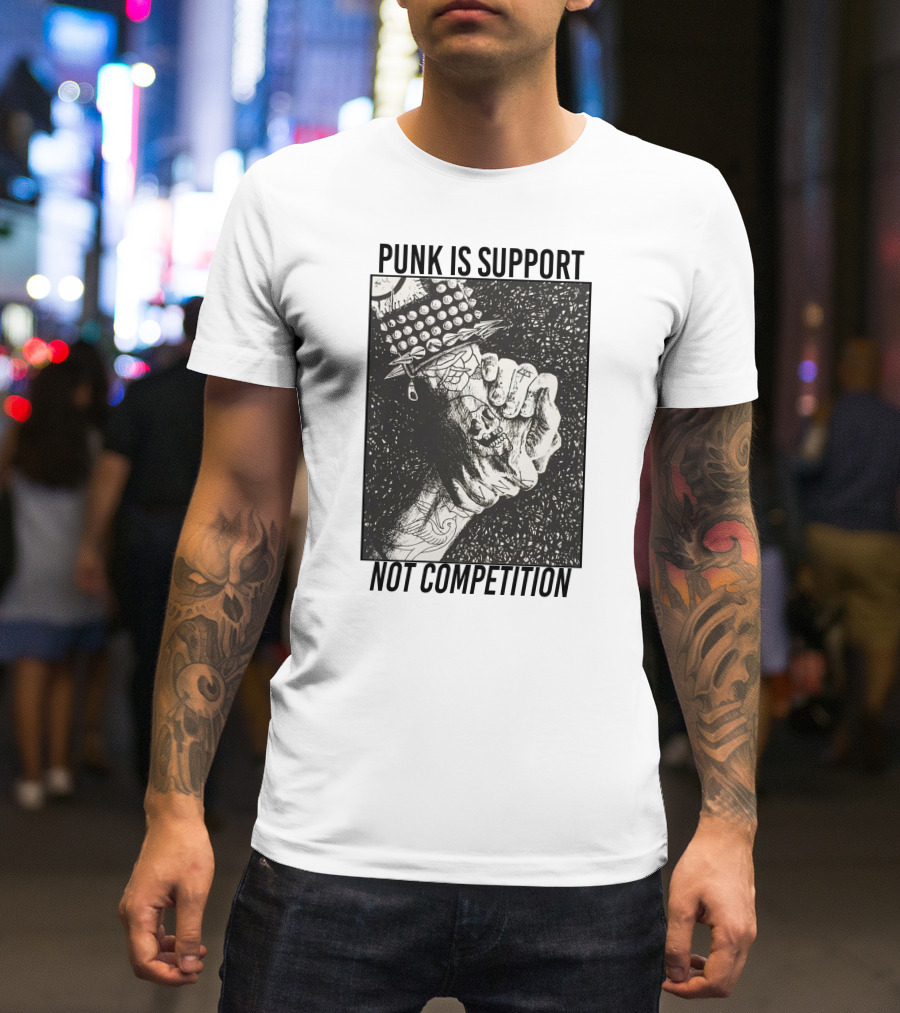 Punk Is Support Not Competition No Gods No Masters Spiked Leather Unity T-Shirt