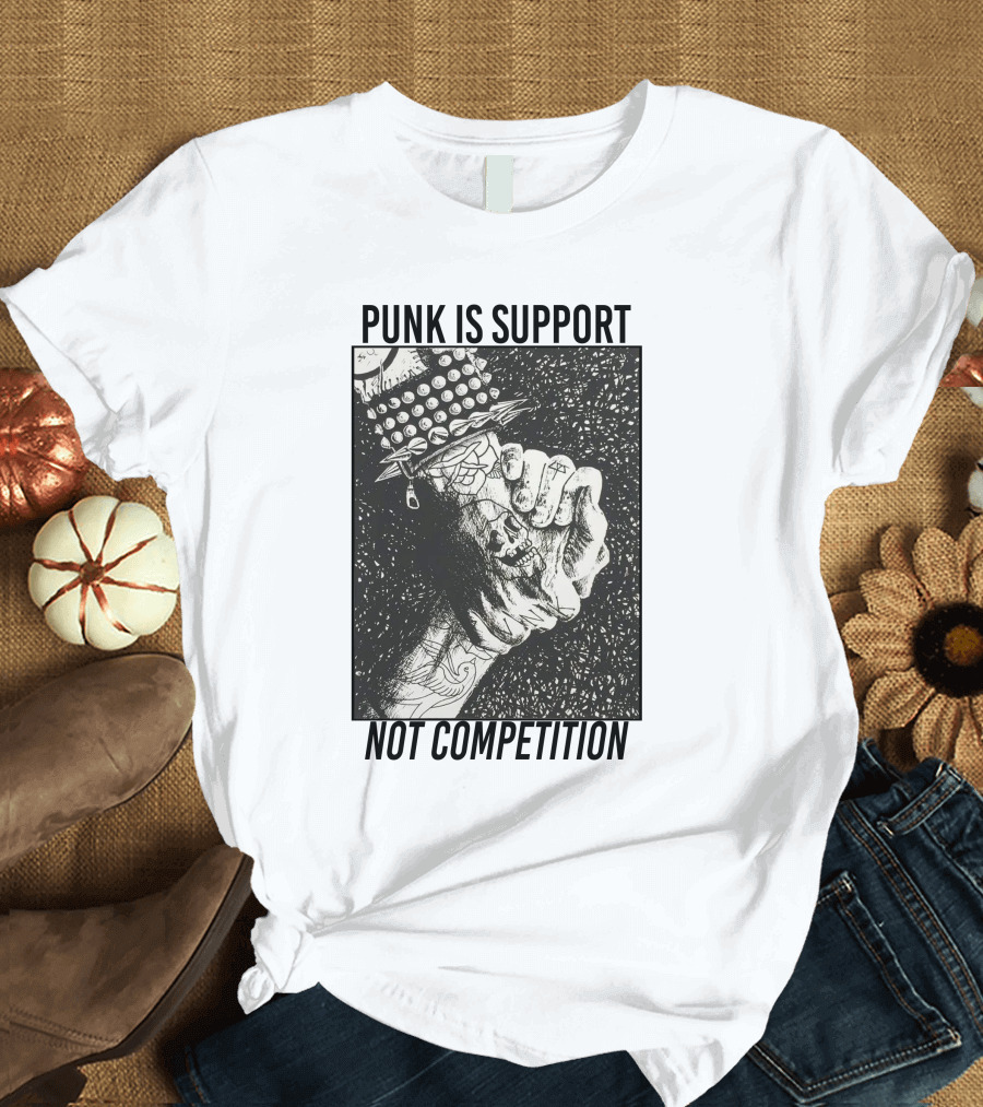 Punk Is Support Not Competition No Gods No Masters Spiked Leather Unity T-Shirt