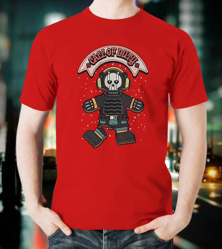 Dysmo Call Of Duty Skull Soldier Gingerbread Red Holiday Game Fusion T-Shirt