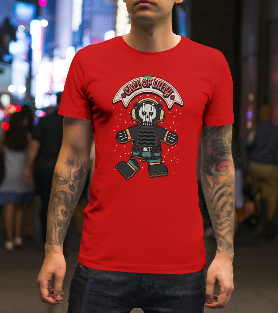 Dysmo Call Of Duty Skull Soldier Gingerbread Red Holiday Game Fusion T-Shirt