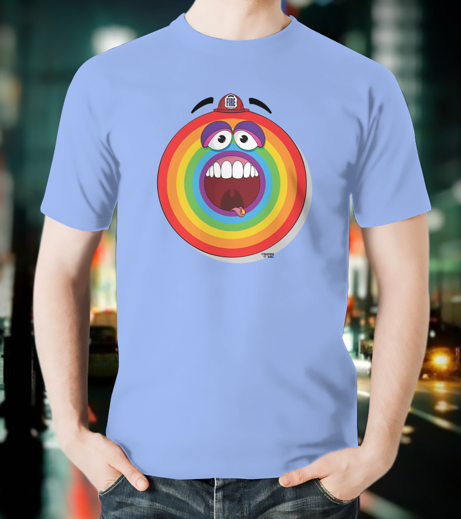 Firefighter Rainbow Face With Comic Mouth By Ernest Doty T-Shirt