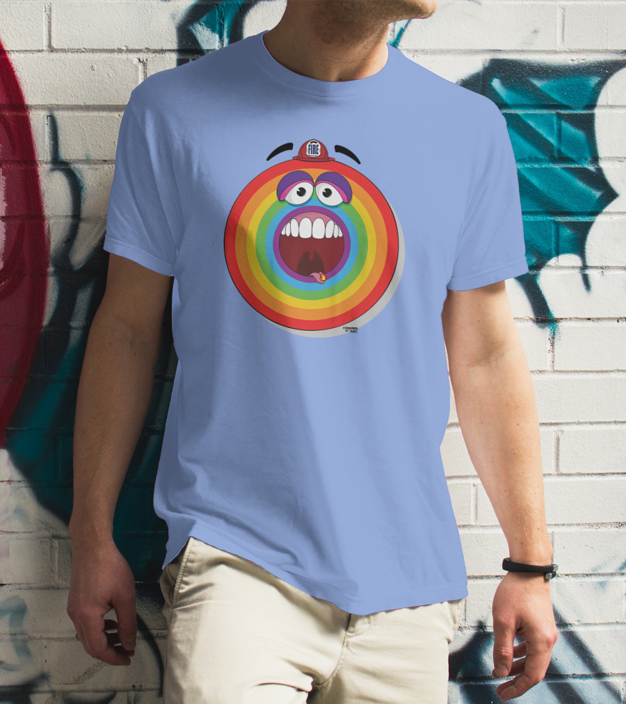 Firefighter Rainbow Face With Comic Mouth By Ernest Doty T-Shirt