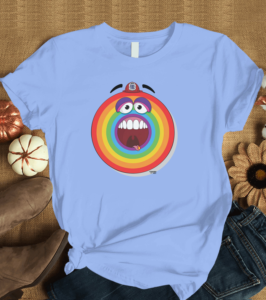 Firefighter Rainbow Face With Comic Mouth By Ernest Doty T-Shirt
