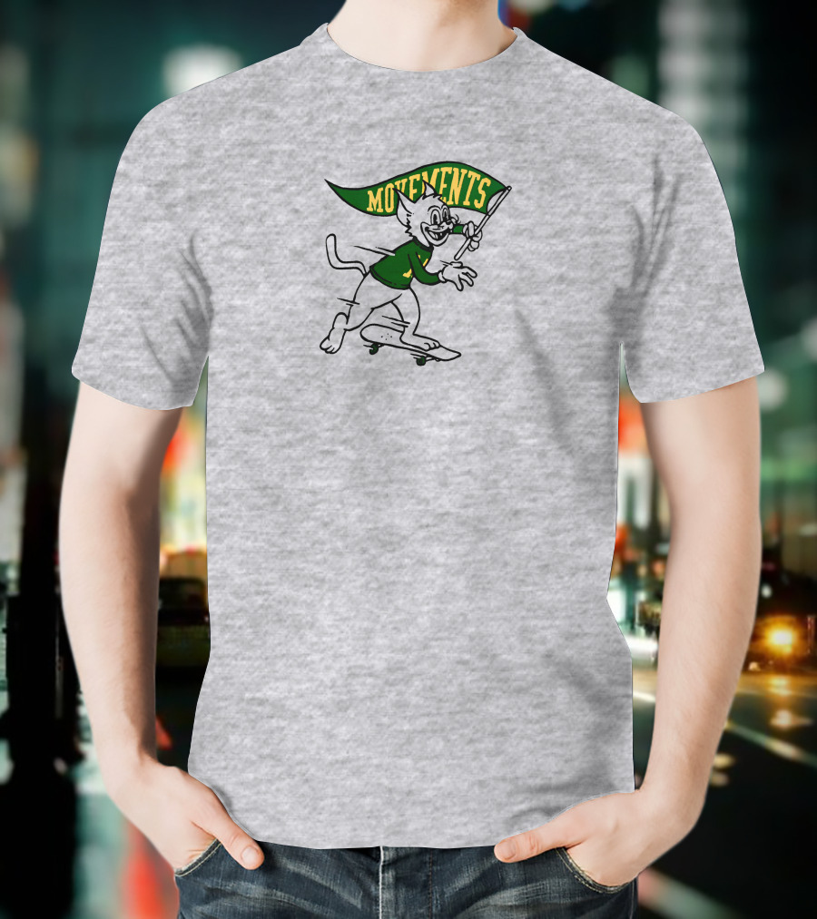 Movements Skateboarding Cat With Flag T-Shirt