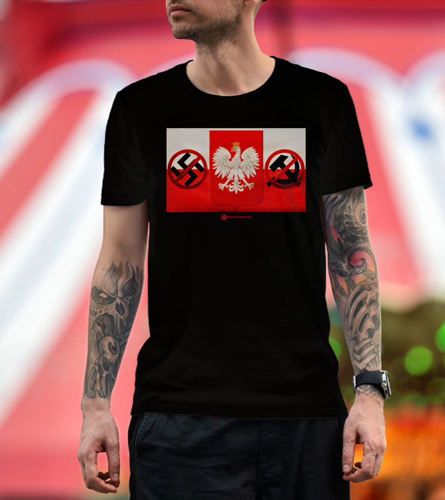 WeAreChange.org The Polish Spirit Anti-Swastika Anti-Communism Eagle T-Shirt