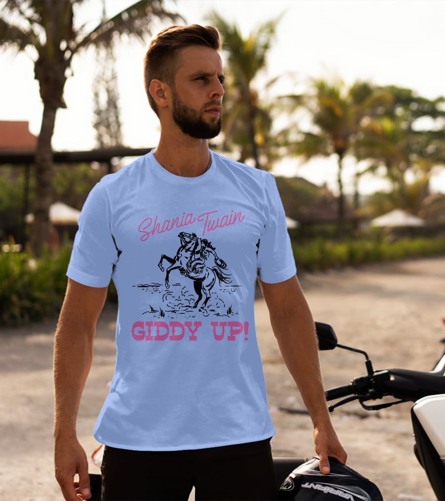 Shania Twain Giddy Up Riding Horse Sketch T-Shirt