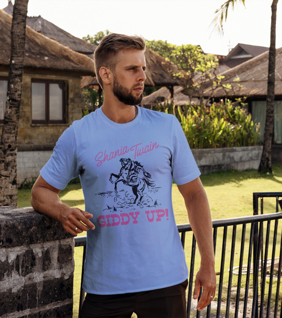 Shania Twain Giddy Up Riding Horse Sketch T-Shirt