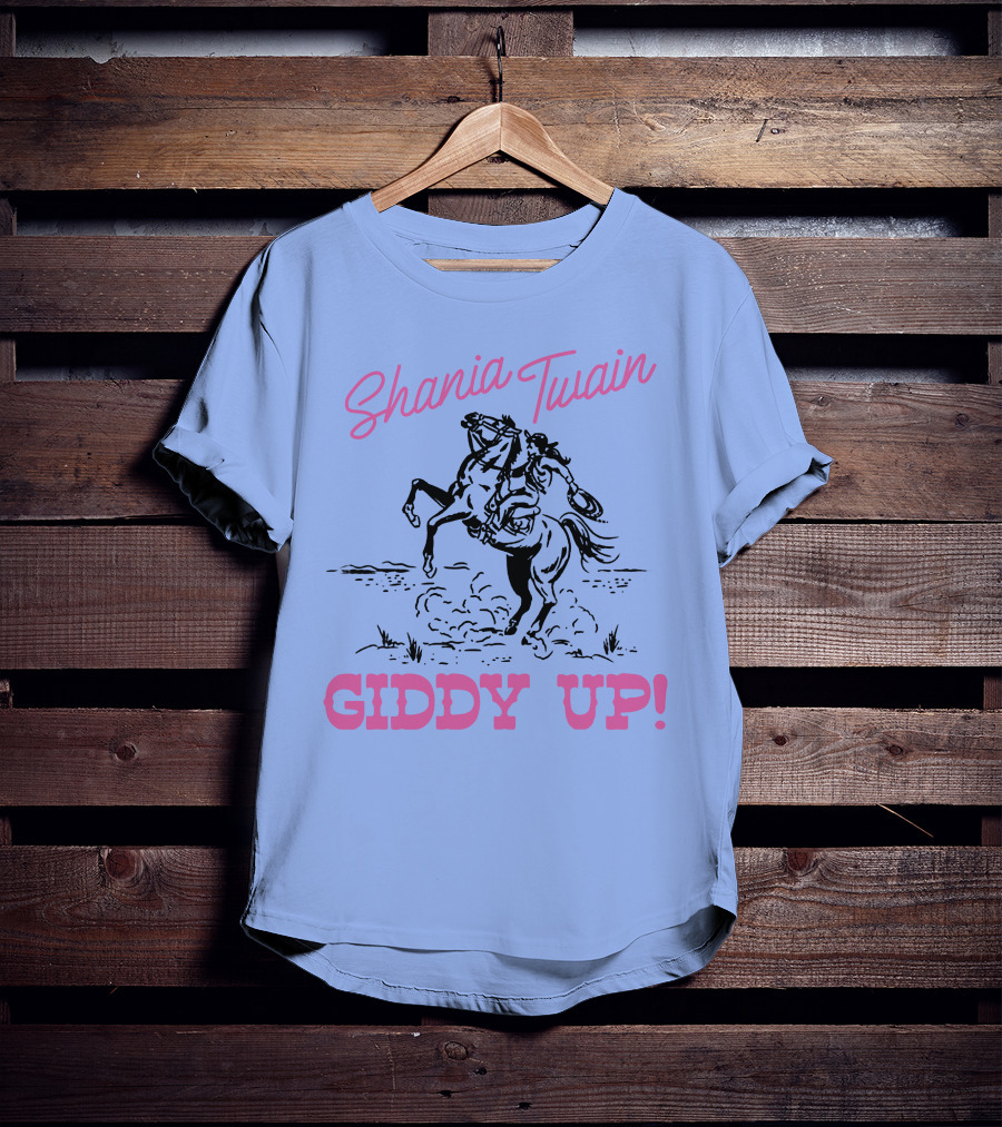 Shania Twain Giddy Up Riding Horse Sketch T-Shirt