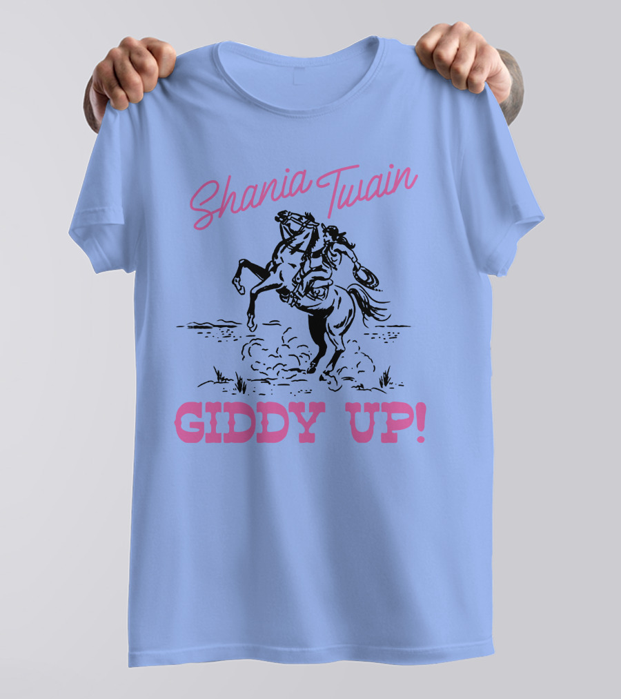 Shania Twain Giddy Up Riding Horse Sketch T-Shirt