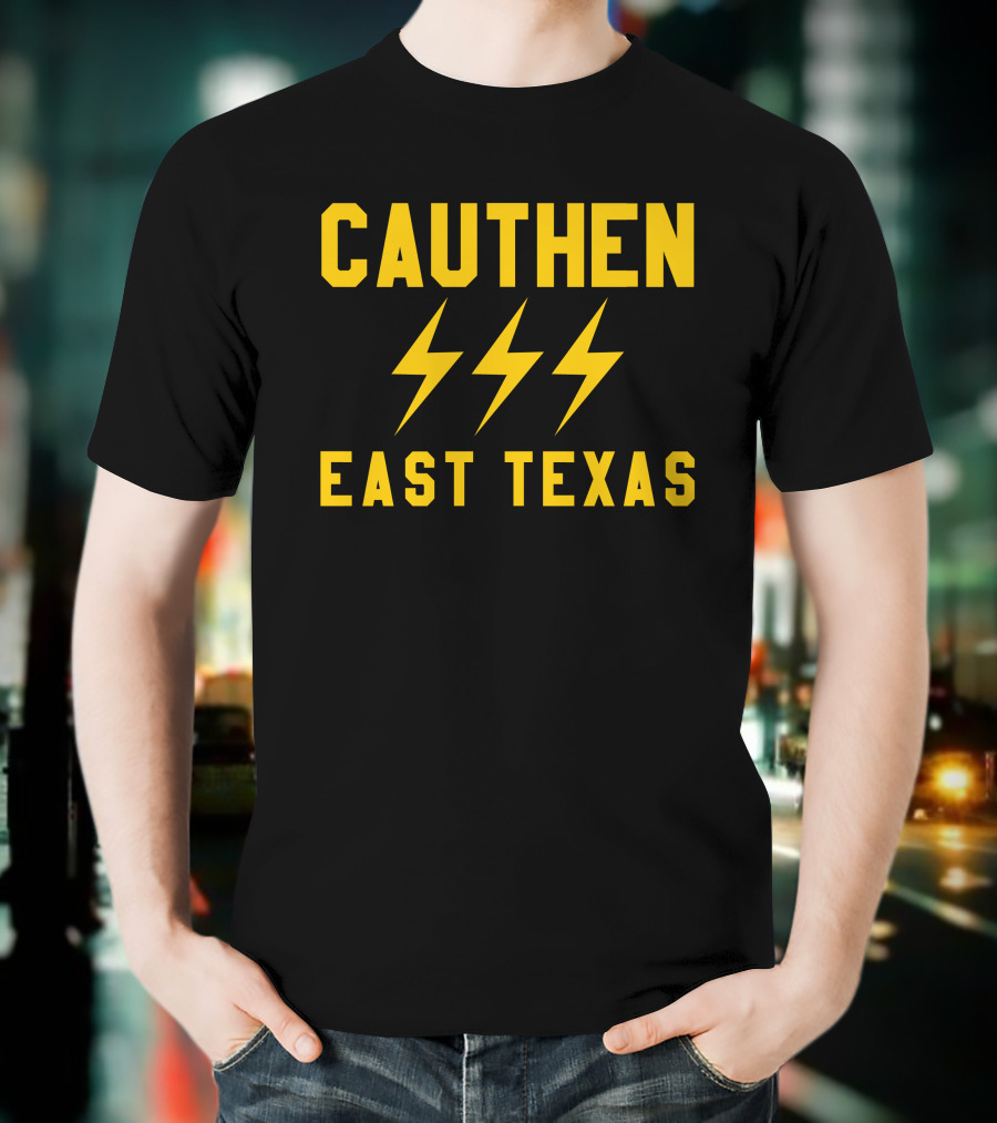 Cauthen East Texas Lightning Bolt Motif T-Shirt