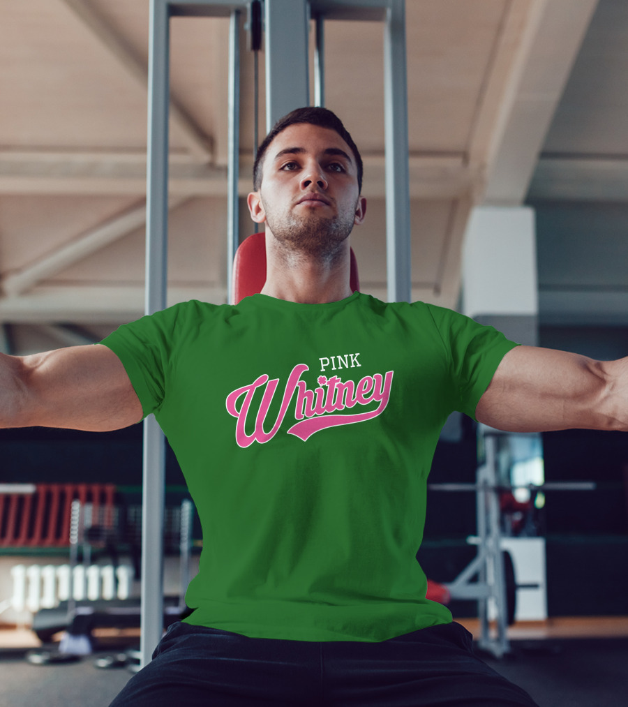 Pink Whitney Retro Bold Script Green Background T-Shirt