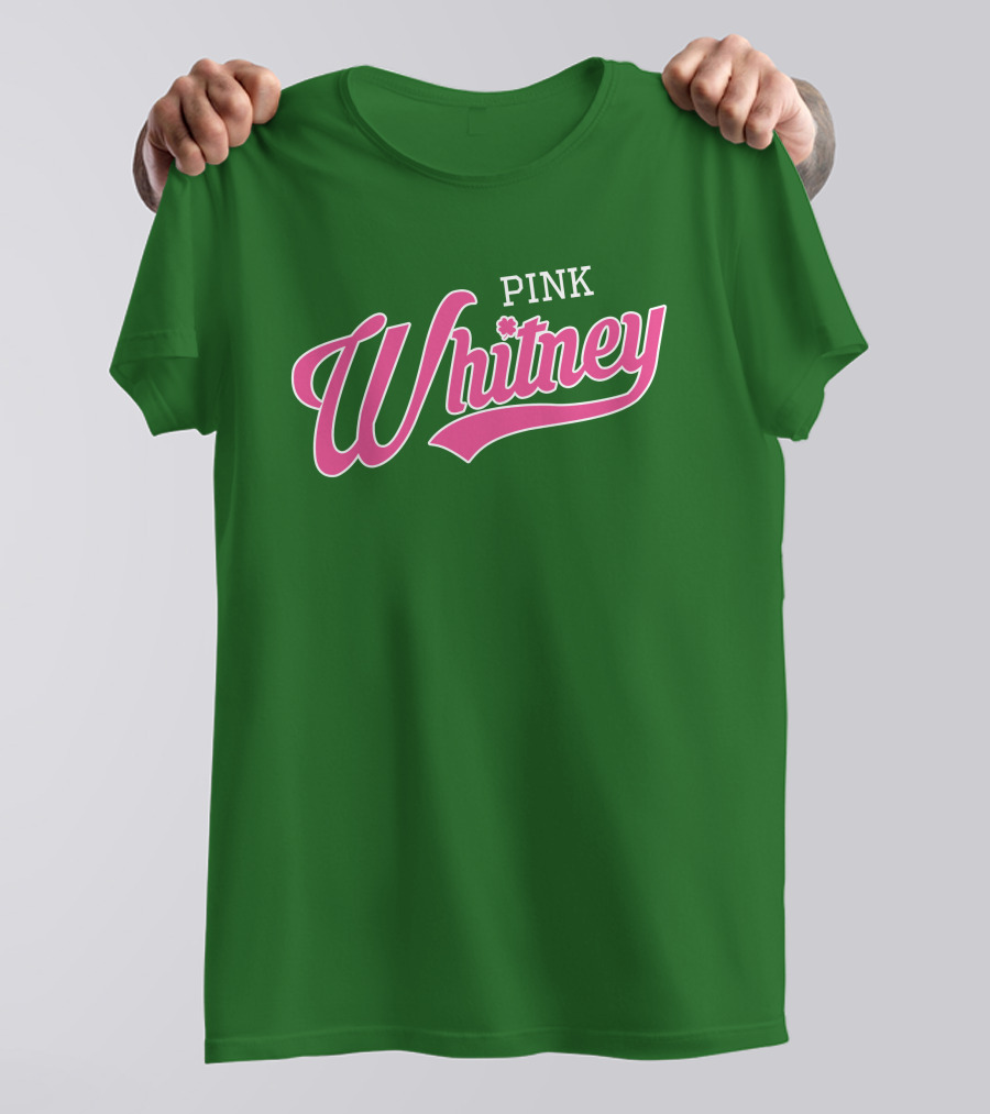 Pink Whitney Retro Bold Script Green Background T-Shirt
