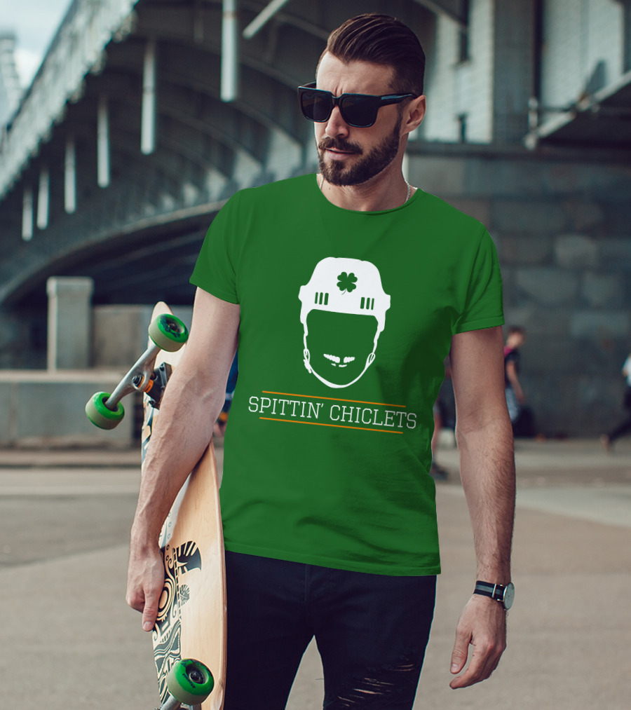 Spittin Chiclets Hockey Helmet Clover Green T-Shirt