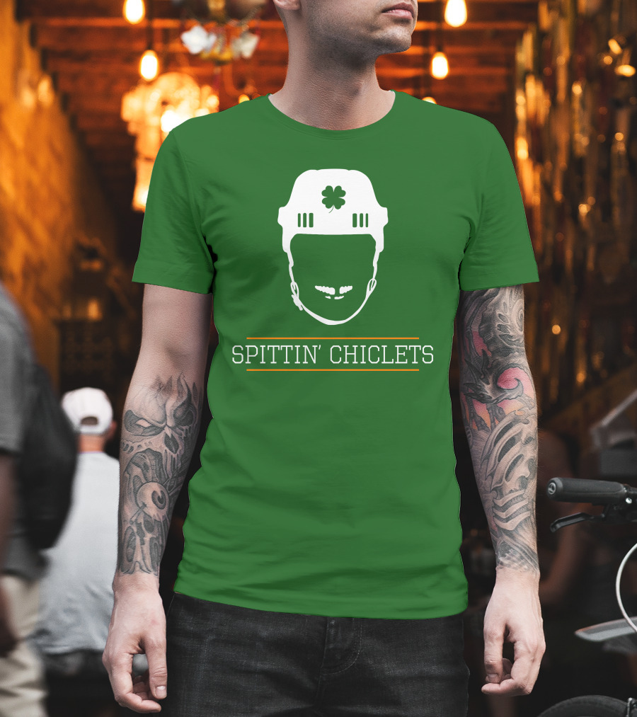 Spittin Chiclets Hockey Helmet Clover Green T-Shirt