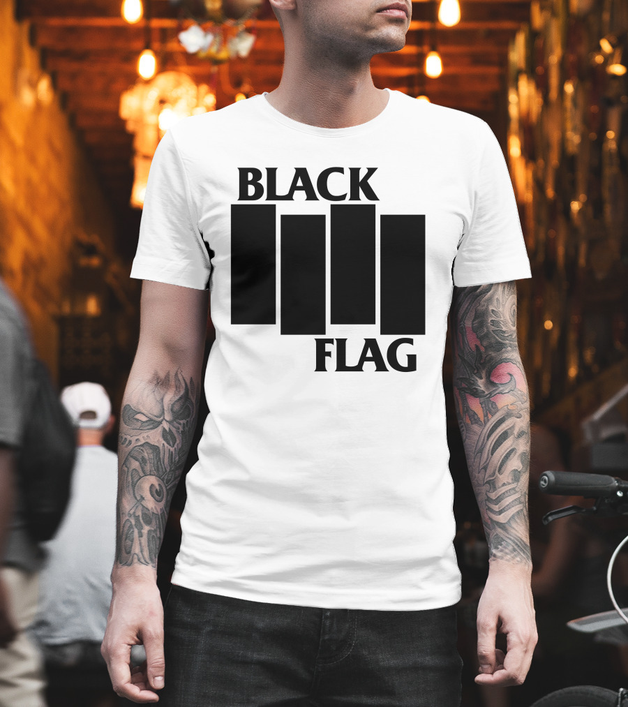 Black Flag Band Iconic Bar T-Shirt