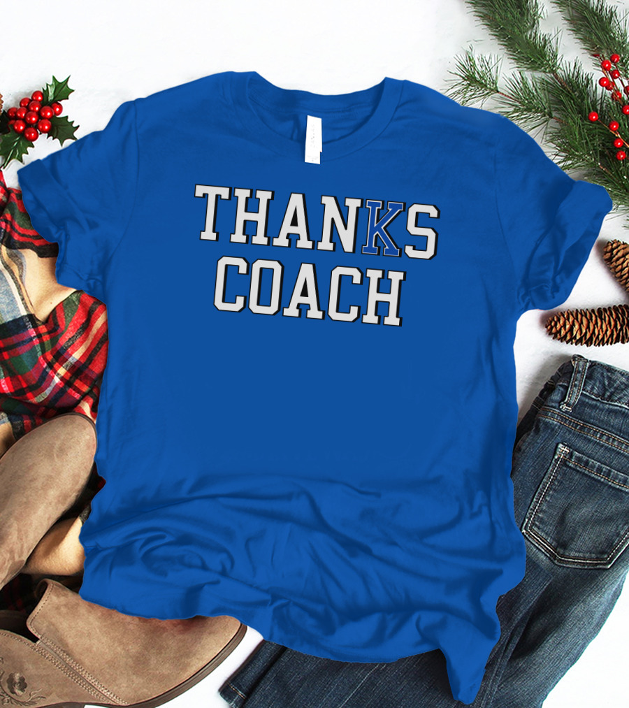 Thanks Coach Basketball Appreciation Blue Text T-Shirt