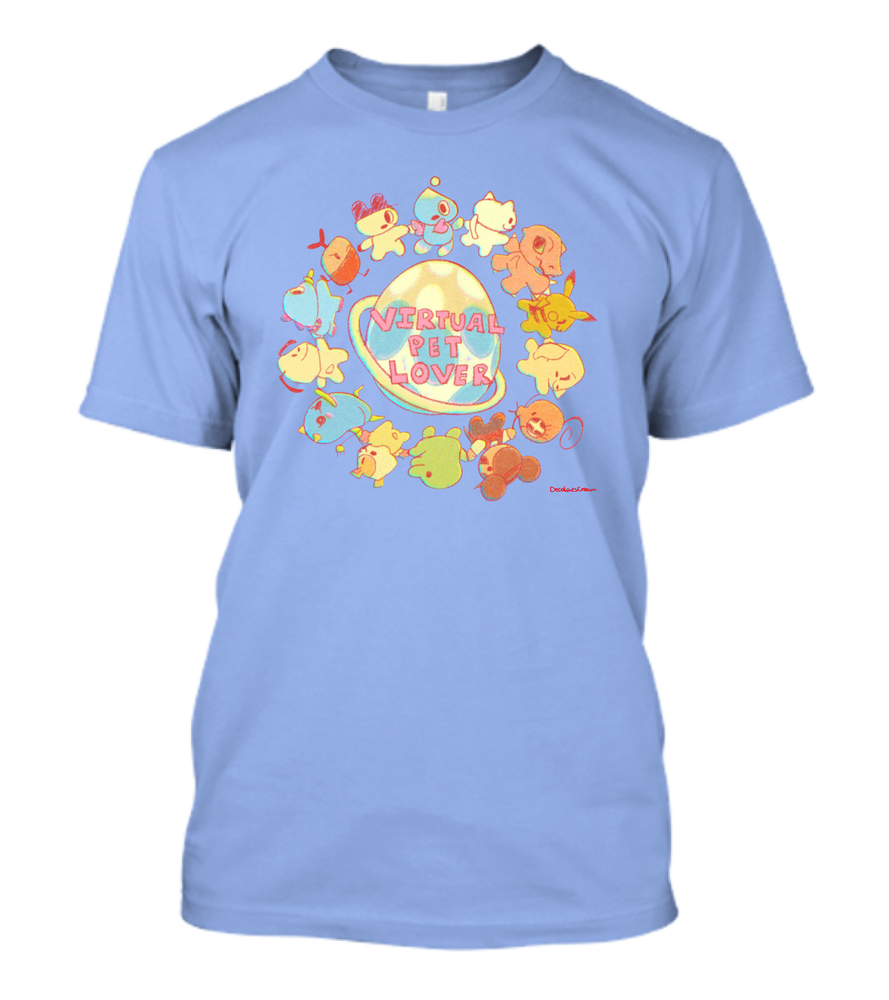 Virtual Pet Lover Colorful Cute Characters Circle T-Shirt