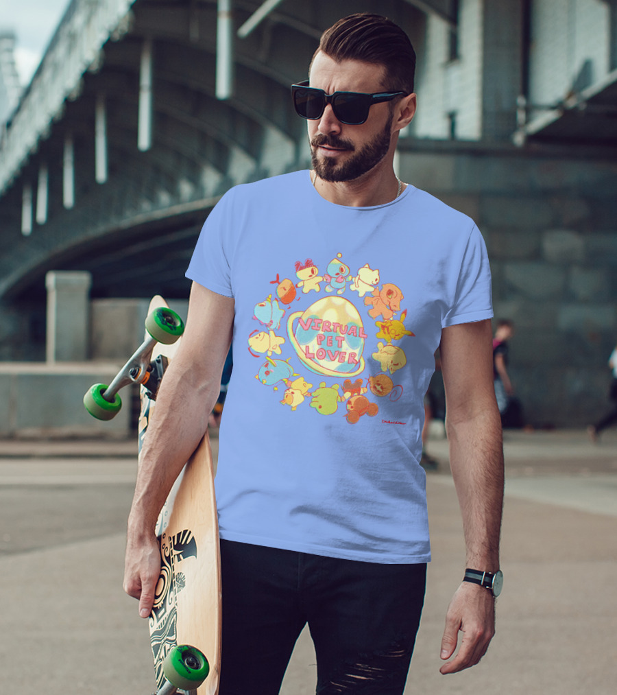 Virtual Pet Lover Colorful Cute Characters Circle T-Shirt