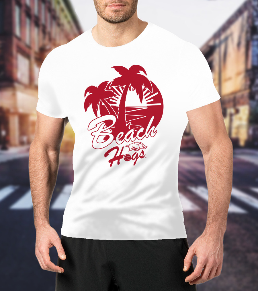 Beach Hogs Palms Sunset Razorbacks T-Shirt